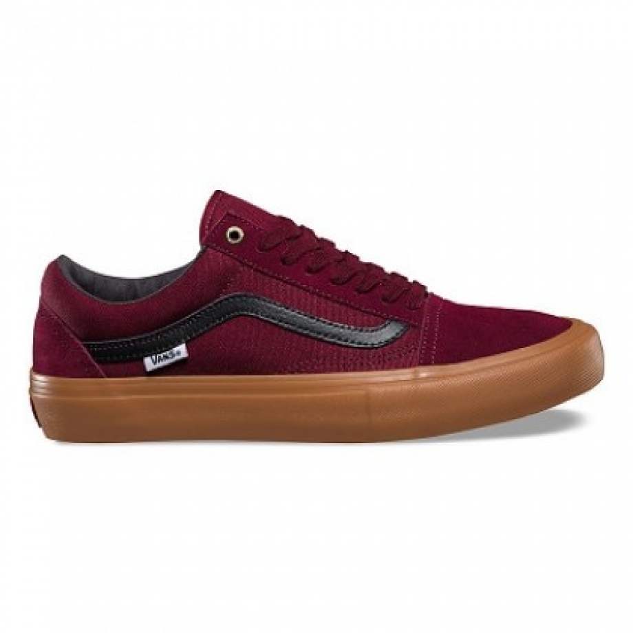 Burgundy and black old skool vans best sale